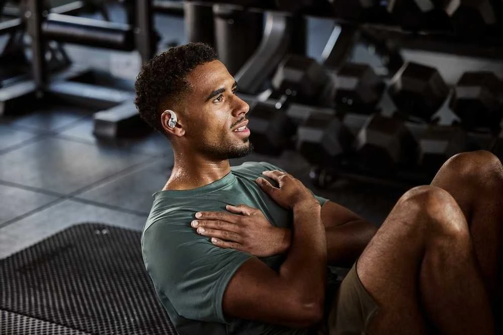Shokz OpenFit 2+ ausinės su kaulų laidumo technologija ir „Dolby Audio“, juodos