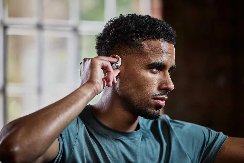 Shokz OpenFit 2+ ausinės su kaulų laidumo technologija ir „Dolby Audio“, pilkos