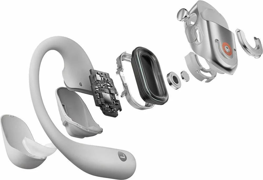 Shokz OpenFit 2+ ausinės su kaulų laidumo technologija ir „Dolby Audio“, pilkos