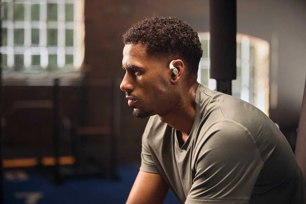 Shokz OpenFit 2+ ausinės su kaulų laidumo technologija ir „Dolby Audio“, pilkos