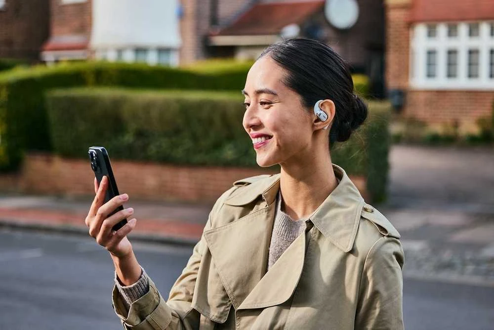 Shokz OpenFit 2+ ausinės su kaulų laidumo technologija ir „Dolby Audio“, pilkos