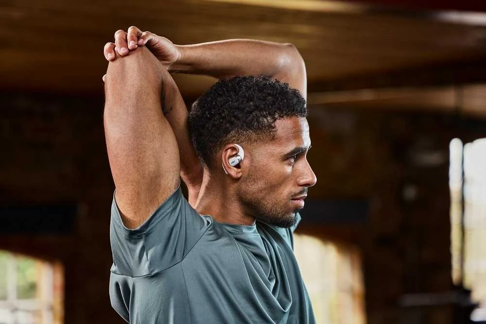Shokz OpenFit 2+ ausinės su kaulų laidumo technologija ir „Dolby Audio“, pilkos