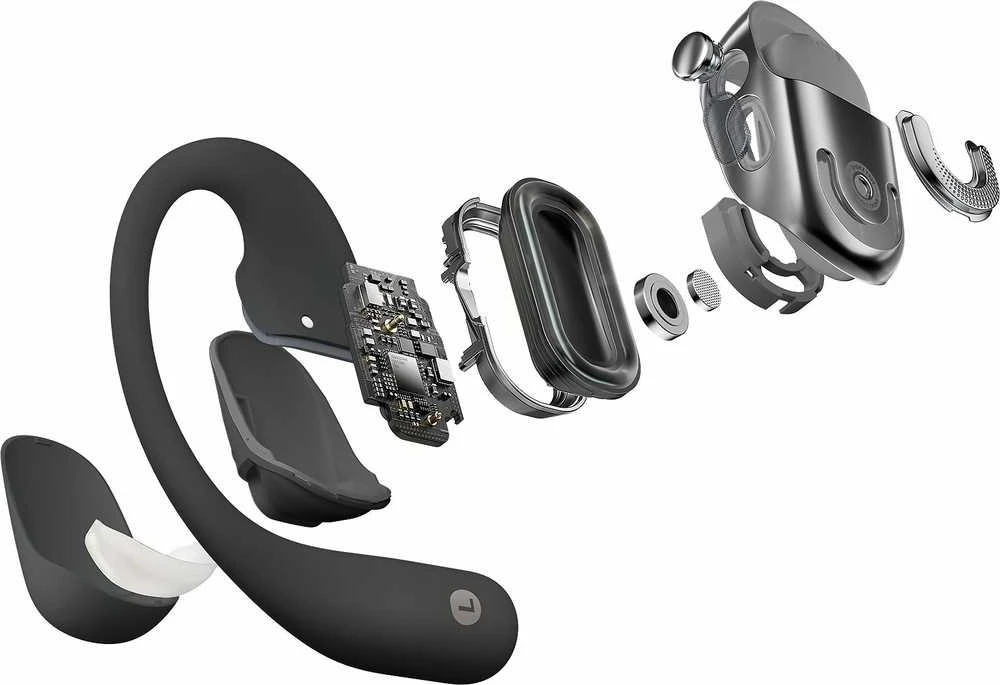 Shokz OpenFit 2+ ausinės su kaulų laidumo technologija ir „Dolby Audio“, juodos