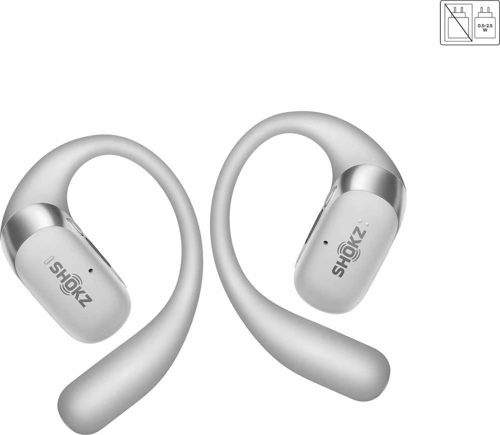 Shokz OpenFit 2+ pilkos belaidės ausinės su lankeliais