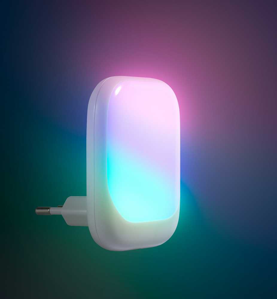 Sieninis šviestuvas Fuj:tech Compact Lumina RGB -yövalaisin hämäräkytkimellä, 2 kpl, valkoinen