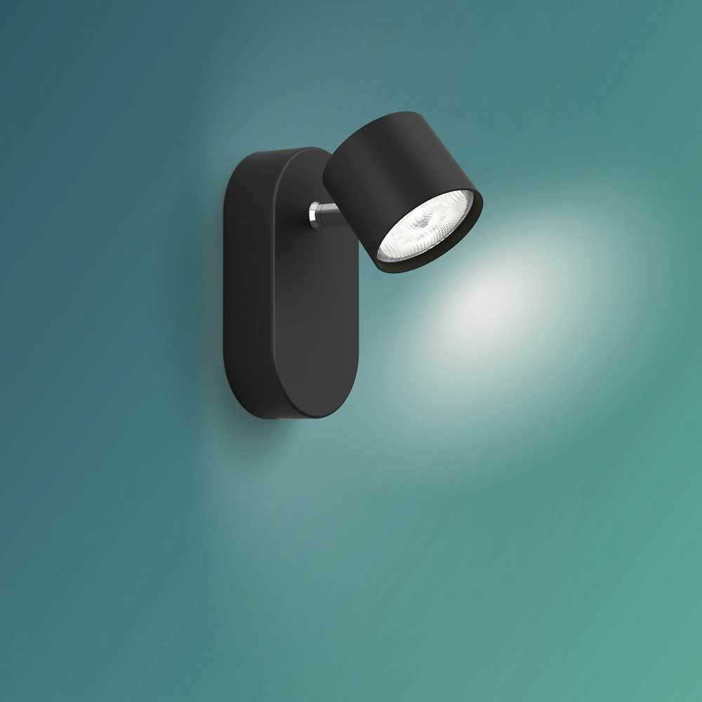 Sieninis šviestuvas Philips Helios Star Spot lubinis šviestuvas, 1 fl., juodas, 500lm