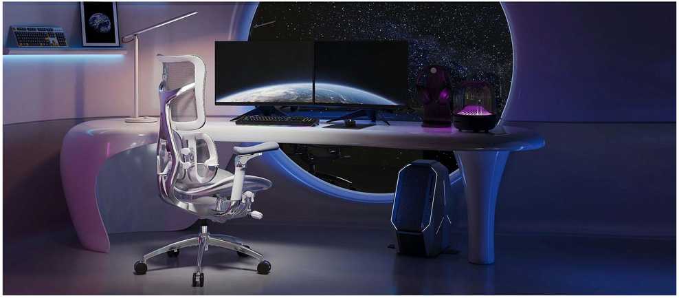 Sihoo Doro S300 -ergonominen toimistotuoli jalkatuella, valkoinen