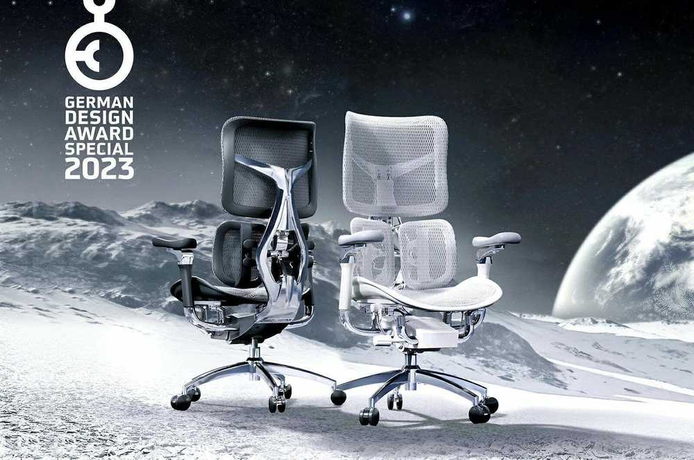 Sihoo Doro S300 -ergonominen toimistotuoli jalkatuella, valkoinen