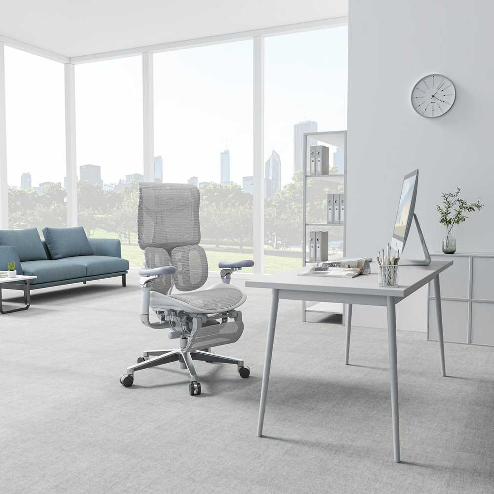 Sihoo Doro S300 -ergonominen toimistotuoli jalkatuella, valkoinen