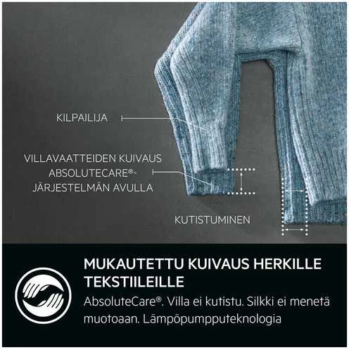 Džiovyklė AEG 9000 AbsoluteCare Plus kuivausrumpu (TR934L95L)