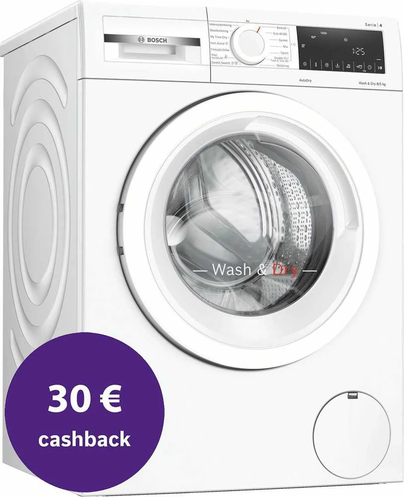 Skalbimo mašina Skalbyklė-džiovyklė Bosch WNA134L0SN , 8/5kg.