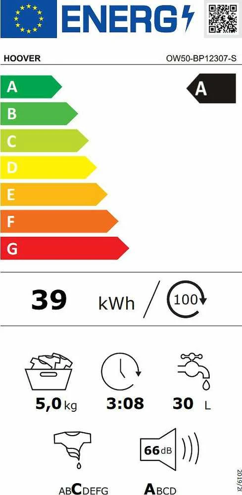 Skalbimo mašina Hoover OW50-BP12307-S