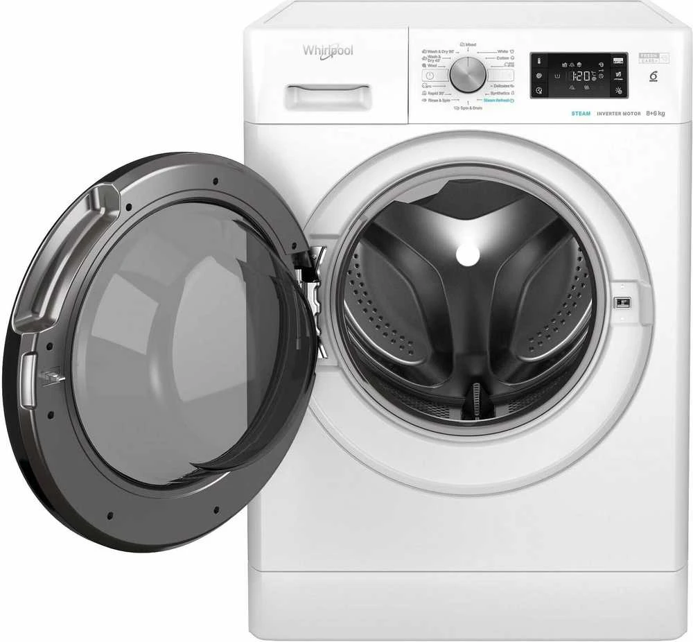 WHIRLPOOL Skalbimo mašina - Dryer FFWDB 864349 BV EE, 1400 rpm, Energy class D, 8kg - 6kg, Gylis 54 cm, Inverter motor, Steam Refresh