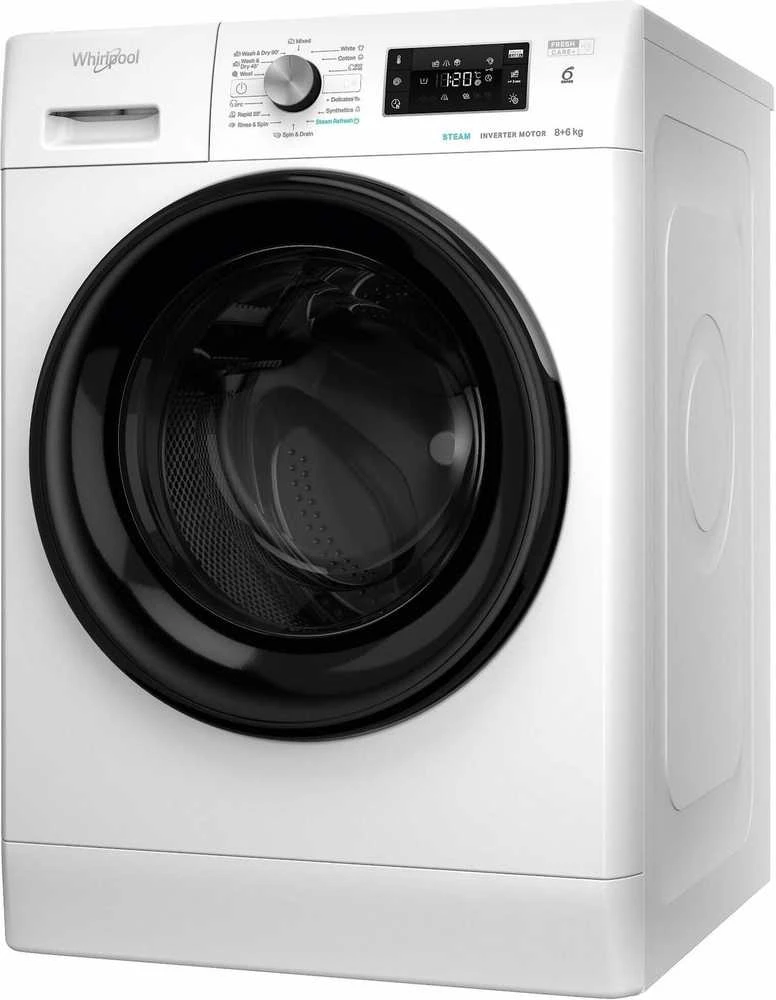 WHIRLPOOL Skalbimo mašina - Dryer FFWDB 864349 BV EE, 1400 rpm, Energy class D, 8kg - 6kg, Gylis 54 cm, Inverter motor, Steam Refresh