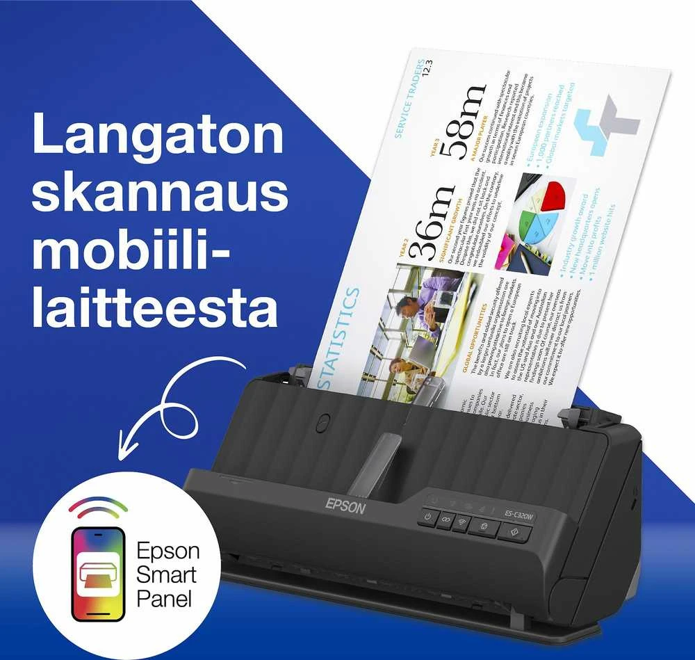 Skeneris Epson | Kompaktiškas Wi-Fi skaitytuvas | ES-C320W | Lakštinis | Bevielis