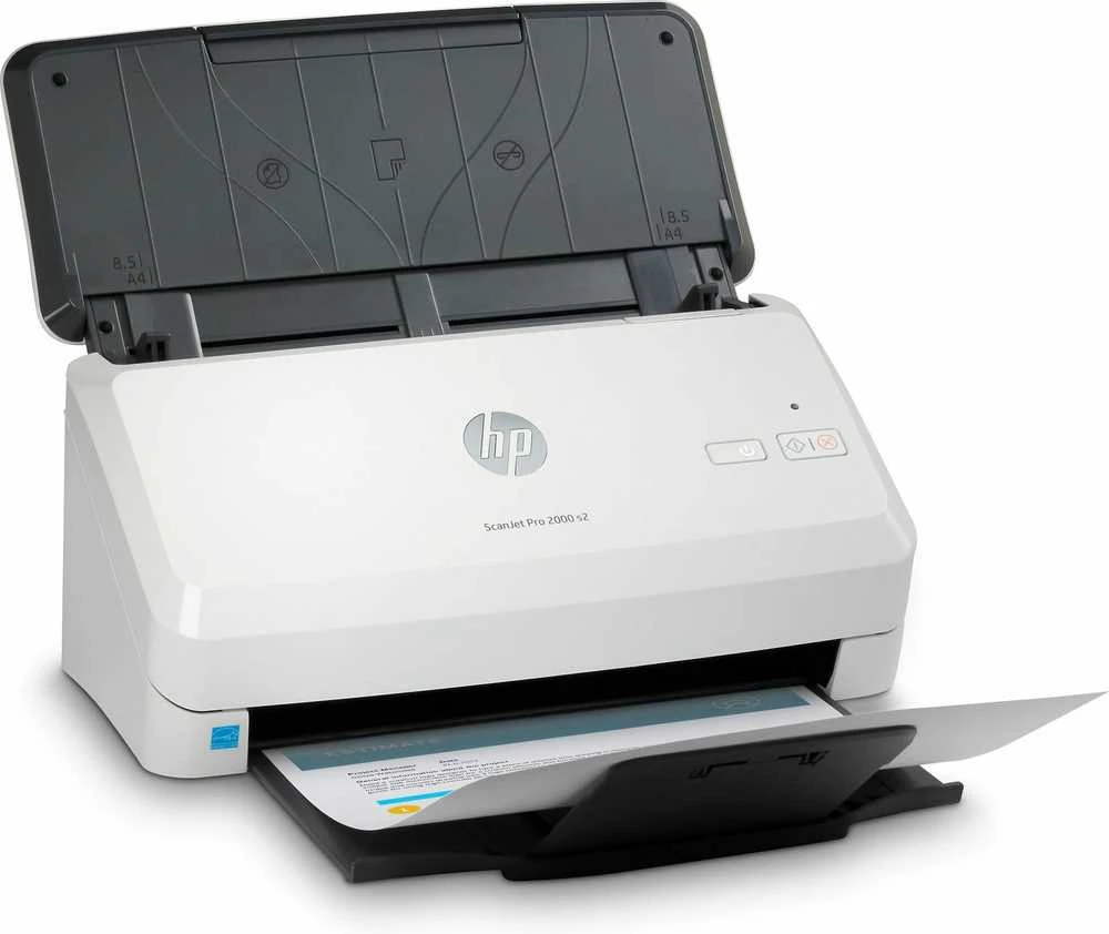 Skeneris Hewlett Packard (HP) „HP ScanJet Pro 2000 s2“ skaitytuvas – A4 spalvotas 600 dpi, lapų tiekimo nuskaitymas, automatinis dokumentų tiektuvas, automatinis dvipusis, OCR / nuskaitymas į tekstą, 35 ppm, 3500 puslapių per dieną