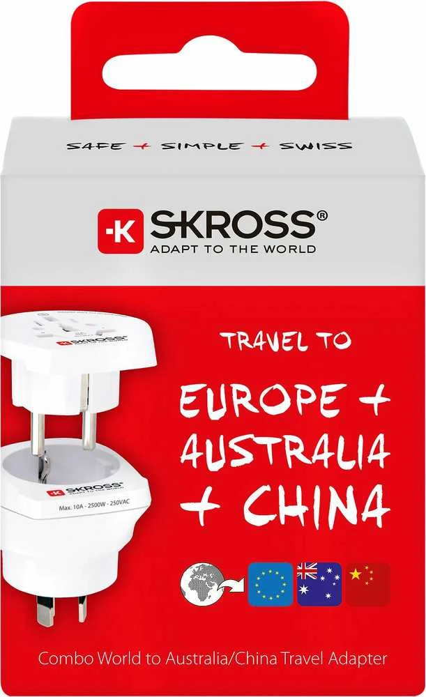 SKROSS Combo Country Adapteris World Australia/China (10A) kelioninis adapteris 1500210-E