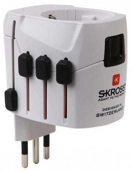 Kelioninis tinklo adapteris 230V 7A PRO kištukai AU/CN/UK/US/IT - lizdas EU SKROSS