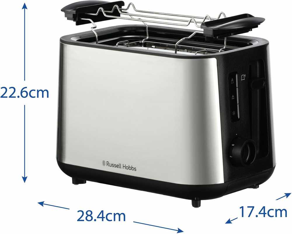 Russell Hobbs – Heaton šlifuoto 2 riekelių skrudintuvas – šlifuoto nerūdijančio plieno ir juodos spalvos