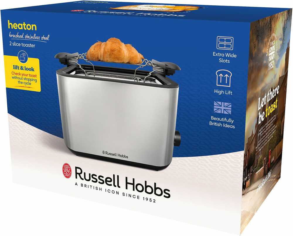 Russell Hobbs – Heaton šlifuoto 2 riekelių skrudintuvas – šlifuoto nerūdijančio plieno ir juodos spalvos