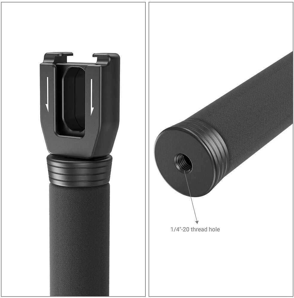 SmallRig 3182 rankenos konstrukcijos detalės ir 1/4 sriegis