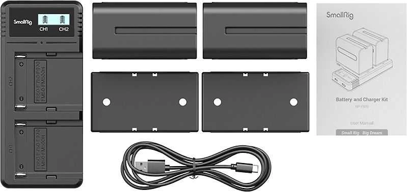 SmallRig NP-F970 baterijos ir įkroviklio rinkinys (3823)