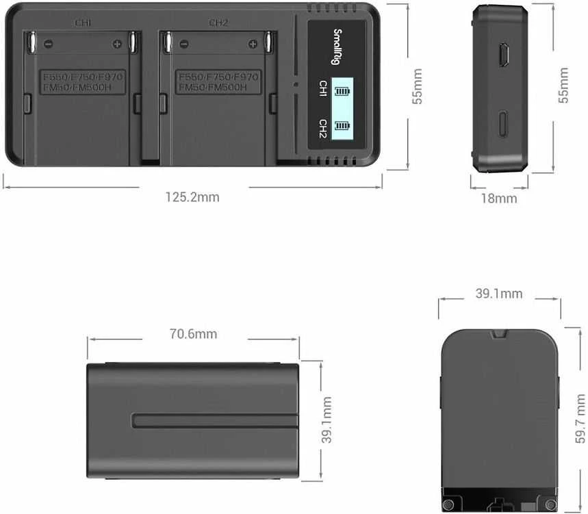 SmallRig NP-F970 baterijos ir įkroviklio rinkinys (3823)