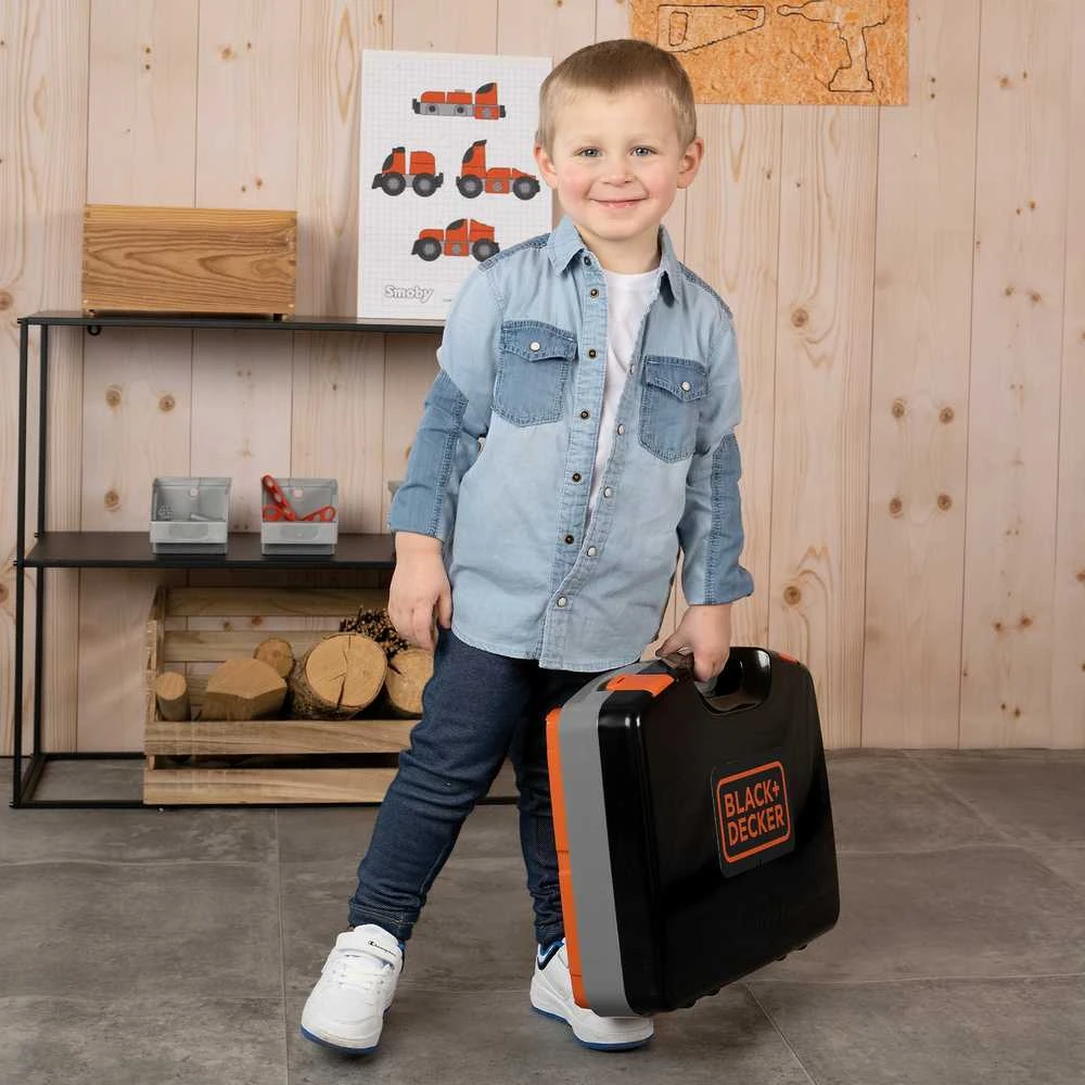 Black & Decker Juodas & Decker Dirbtuvės Smoby Juodas & Decker Bricolo Smart, juoda/pilka/oranžinė