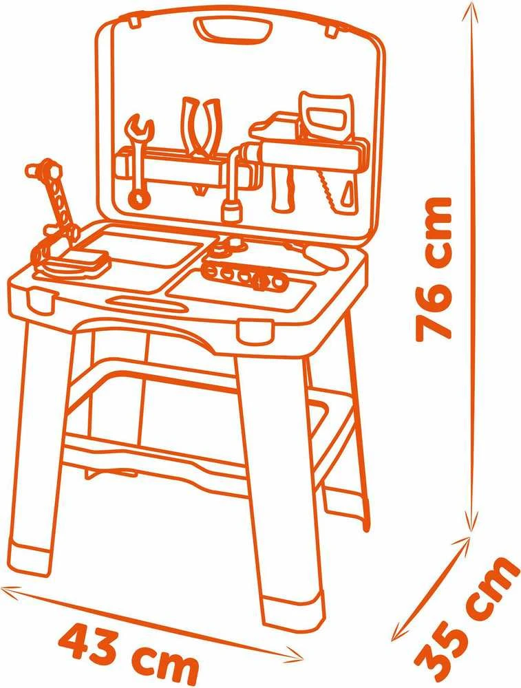 Black & Decker Juodas & Decker Dirbtuvės Smoby Juodas & Decker Bricolo Smart, juoda/pilka/oranžinė