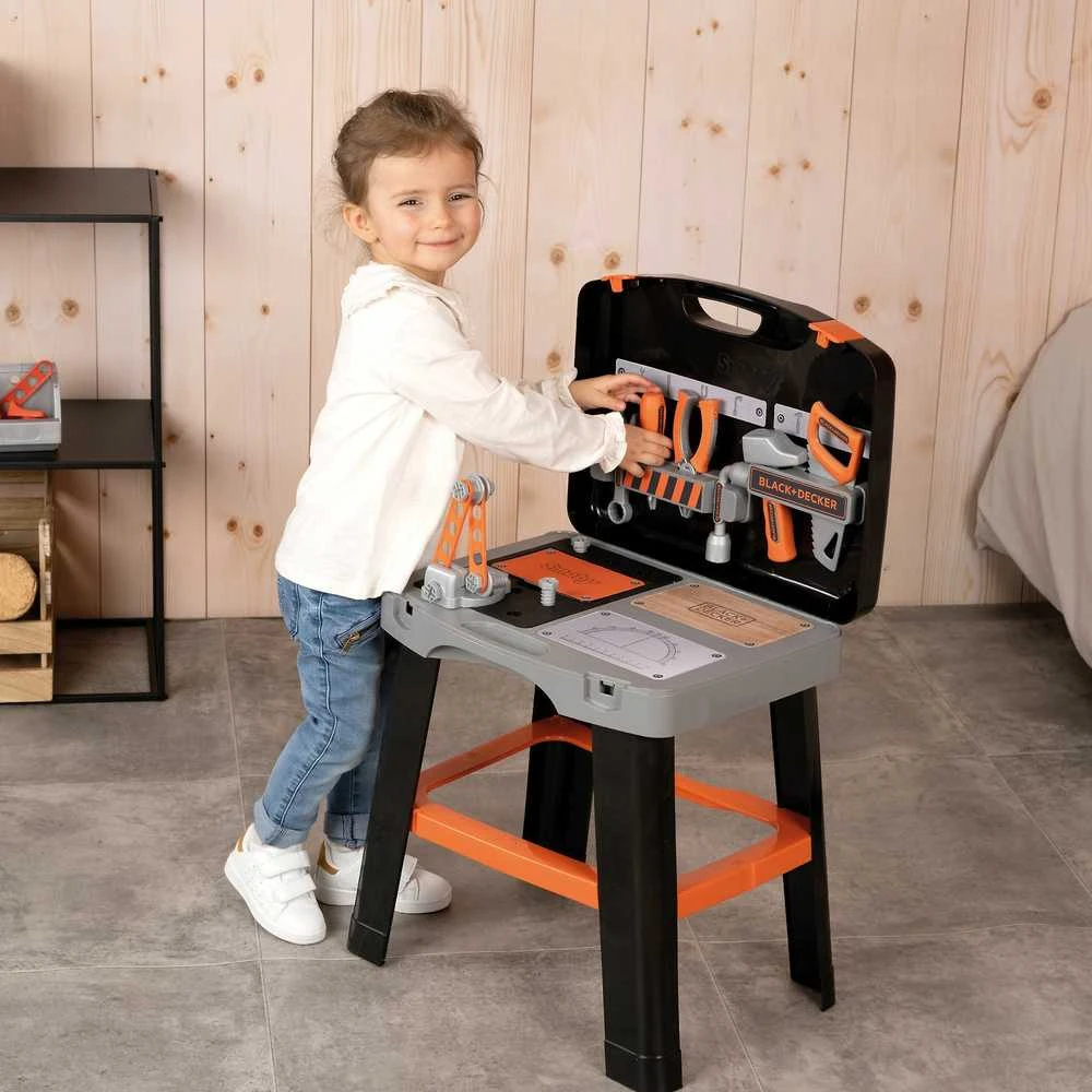 Black & Decker Juodas & Decker Dirbtuvės Smoby Juodas & Decker Bricolo Smart, juoda/pilka/oranžinė