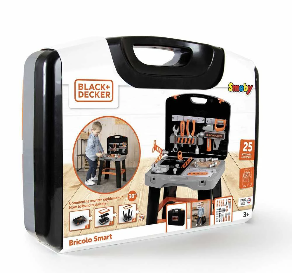 Black & Decker Juodas & Decker Dirbtuvės Smoby Juodas & Decker Bricolo Smart, juoda/pilka/oranžinė