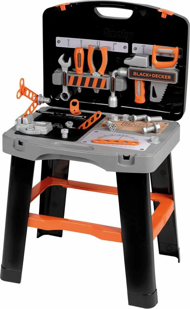 Black & Decker Juodas & Decker Dirbtuvės Smoby Juodas & Decker Bricolo Smart, juoda/pilka/oranžinė
