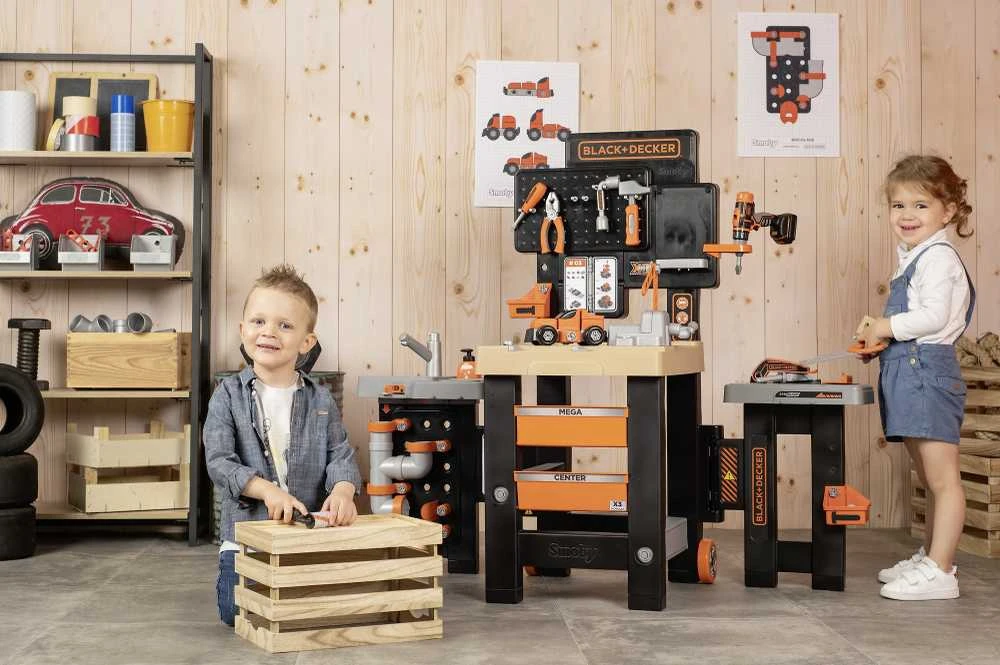 Black & Decker Darbinis stalas su įrankiais vaikams Juodas Decker, 100 priedų