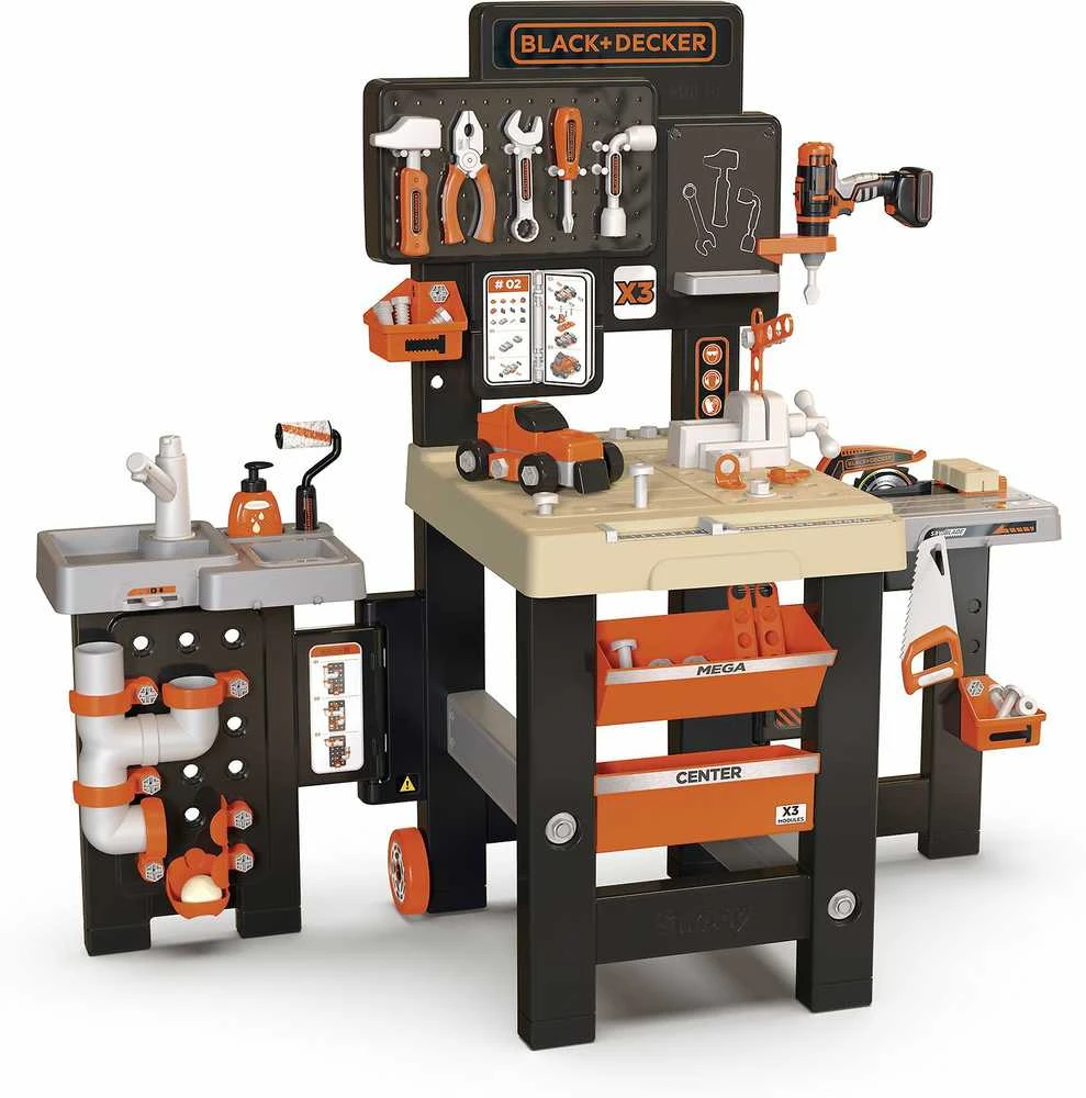Black & Decker Darbinis stalas su įrankiais vaikams Juodas Decker, 100 priedų