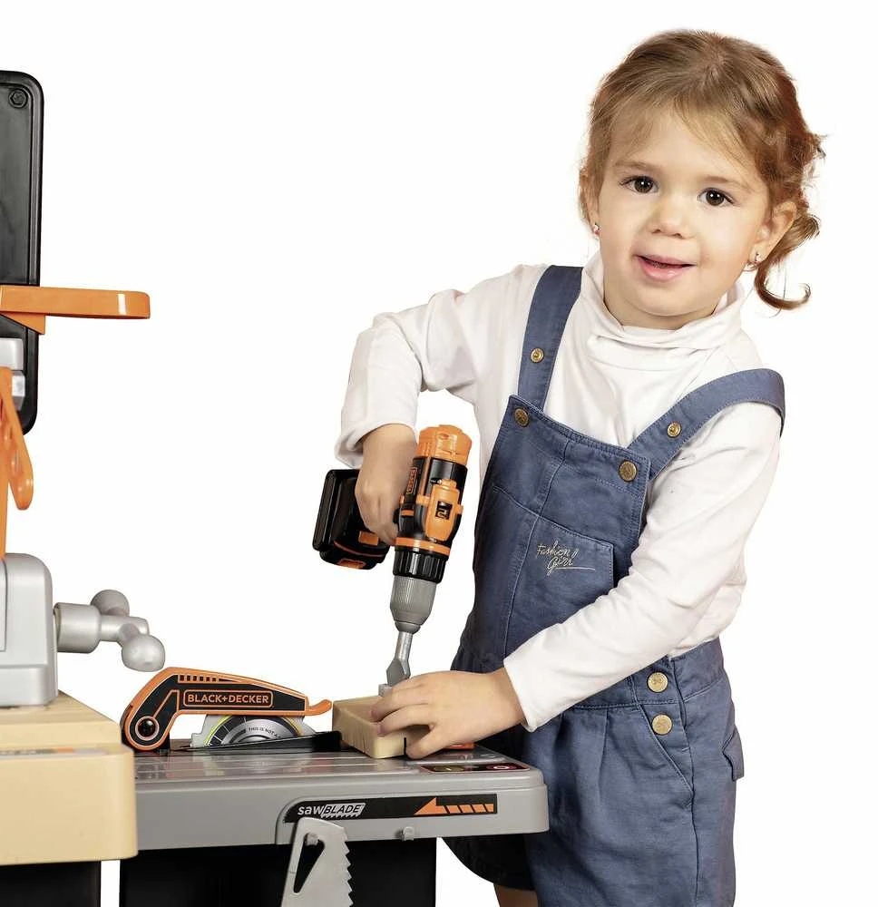 Black & Decker Darbinis stalas su įrankiais vaikams Juodas Decker, 100 priedų