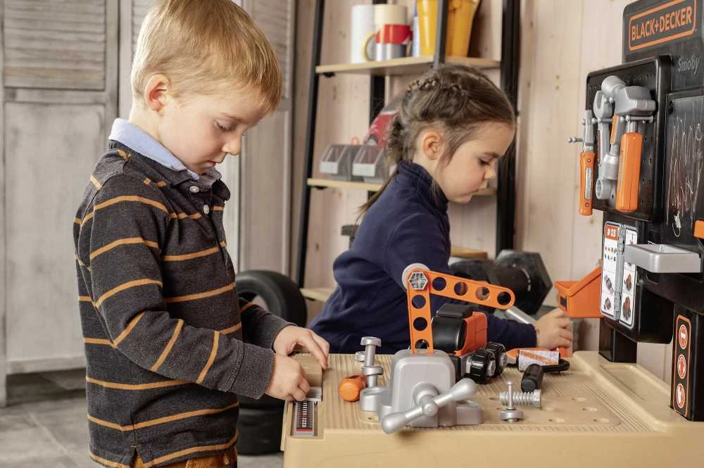 Black & Decker Darbinis stalas su įrankiais vaikams Juodas Decker, 100 priedų