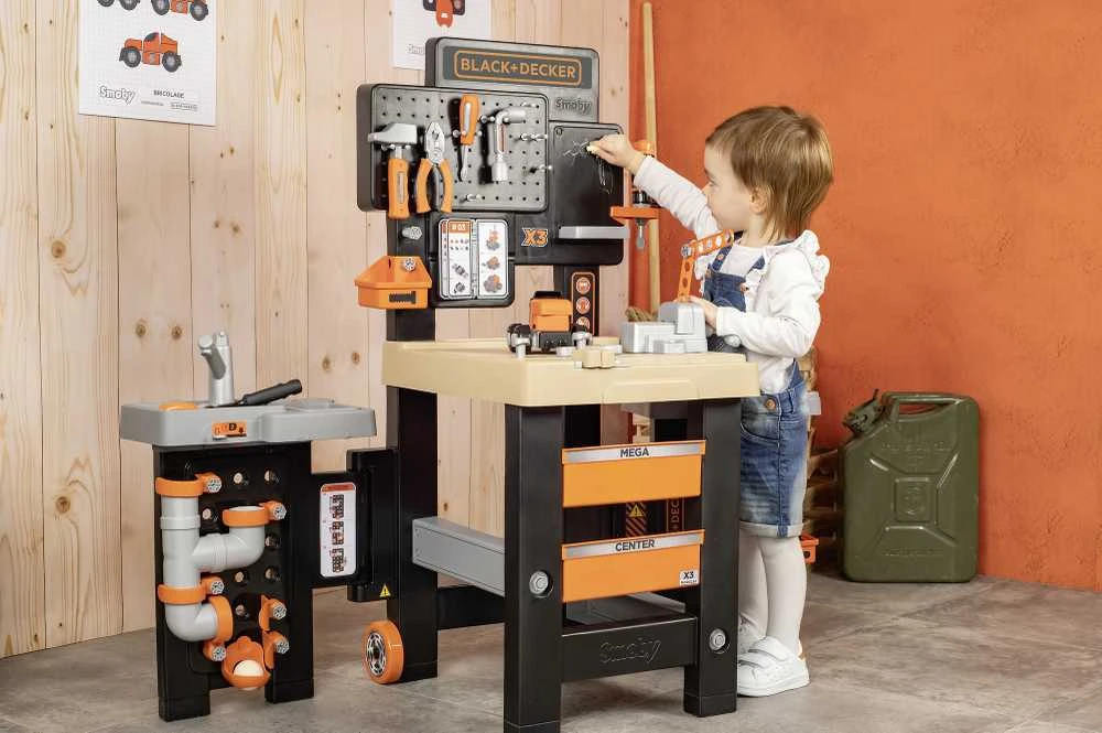 Black & Decker Darbinis stalas su įrankiais vaikams Juodas Decker, 100 priedų