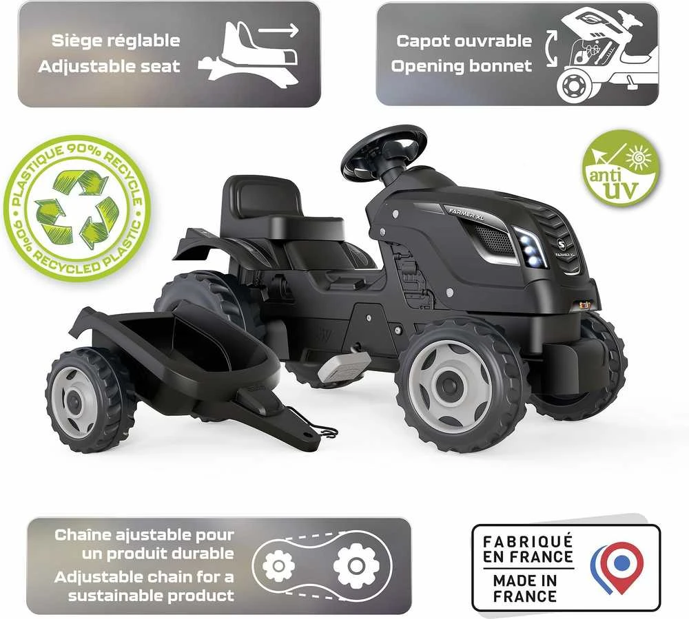„Smoby Tractor XL Juodas for Pedal“ su priekaba
