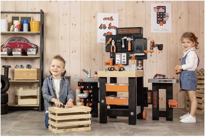 Black & Decker Darbinis stalas su įrankiais vaikams Juodas Decker, 100 priedų
