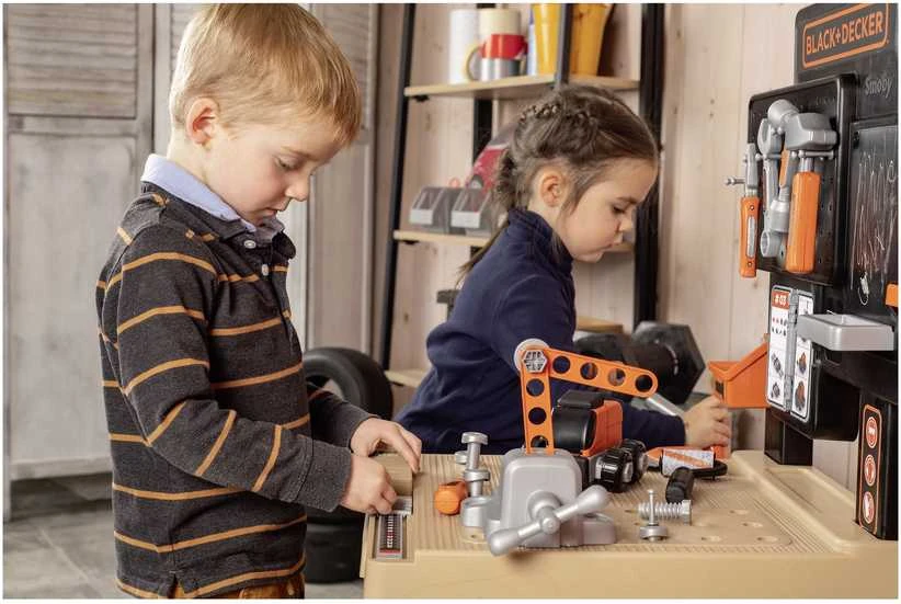 Black & Decker Darbinis stalas su įrankiais vaikams Juodas Decker, 100 priedų