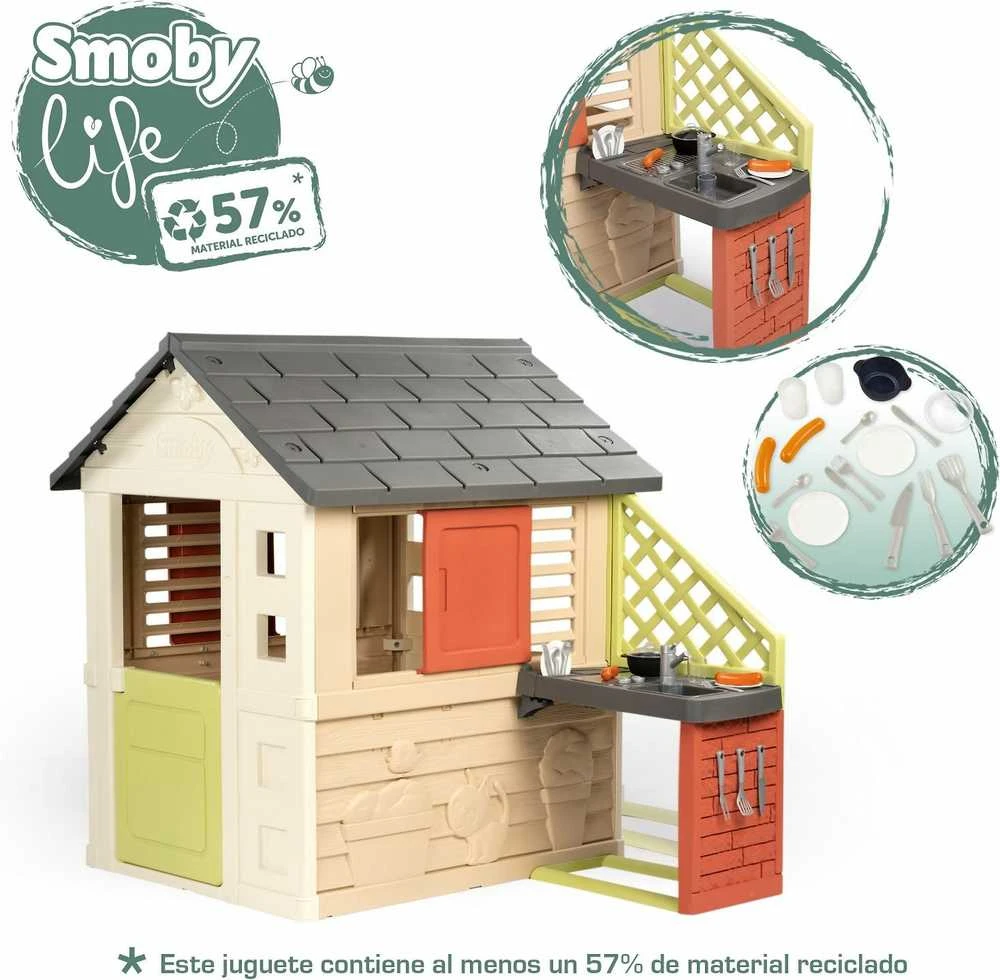 Lauko žaidimų namelis su virtuvėle Smoby Life Nature (7600810739)
