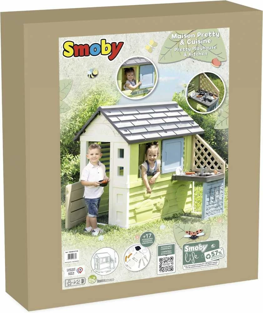 SMOBY Life lauko namelis PRETTY su virtuvėle ir 17 priedų