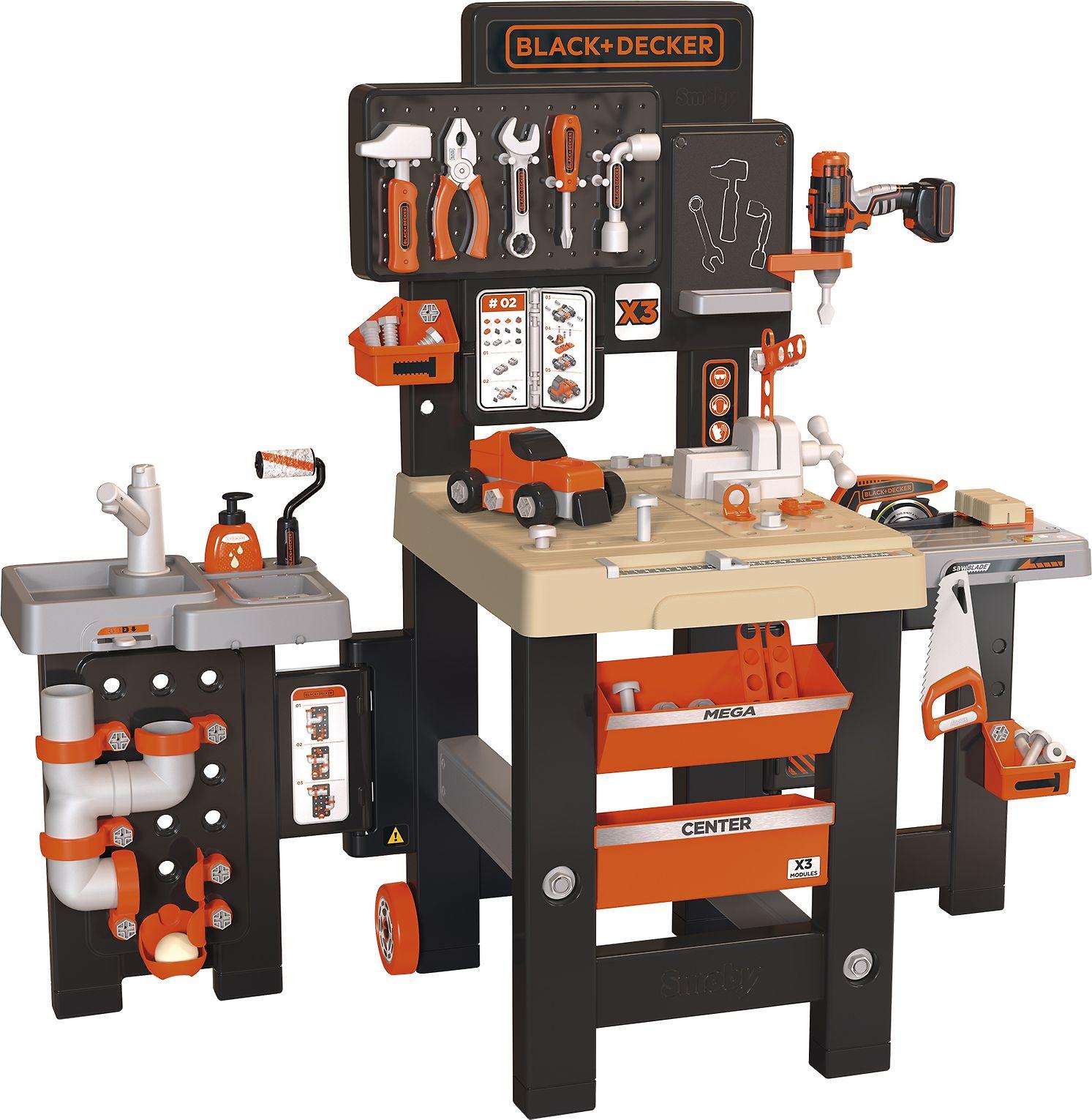 Black & Decker Smoby Profesinis žaidimų dirbtuvėlių rinkinys su įrankiais ir pjūklu