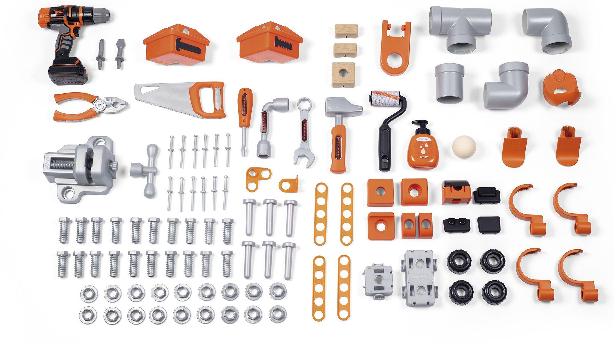 Black & Decker Smoby Profesinis žaidimų dirbtuvėlių rinkinys su įrankiais ir pjūklu