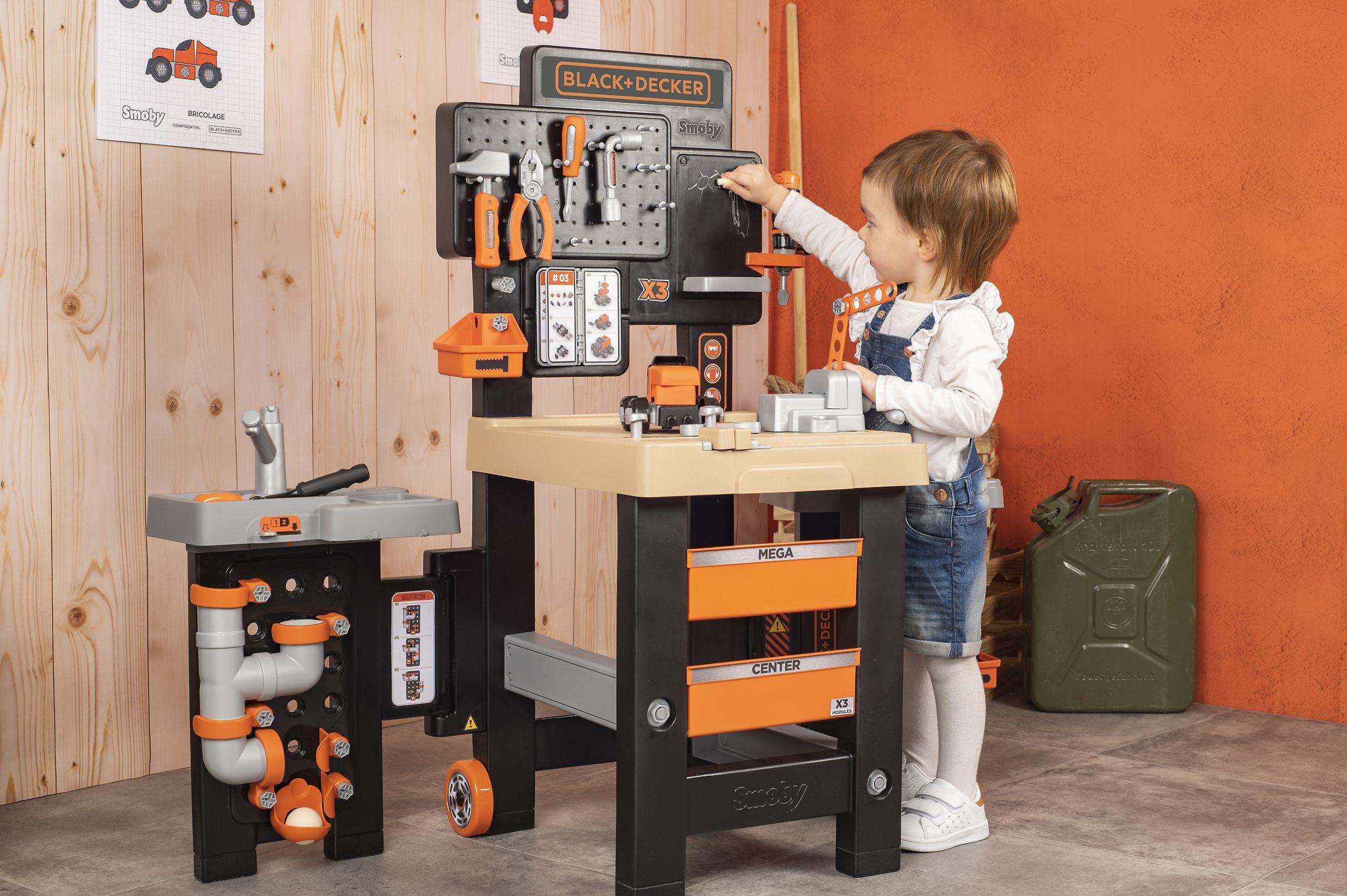 Black & Decker Smoby Profesinis žaidimų dirbtuvėlių rinkinys su įrankiais ir pjūklu