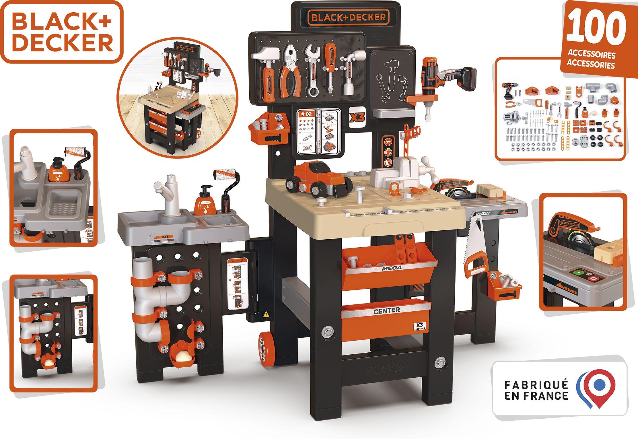 Black & Decker Smoby Profesinis žaidimų dirbtuvėlių rinkinys su įrankiais ir pjūklu