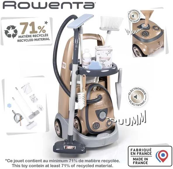 Smoby Vežimėlis valymui su Rowenta dulkių siurbliu