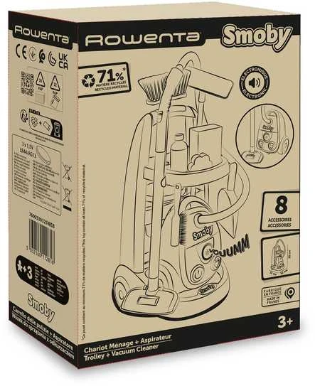 Smoby Vežimėlis valymui su Rowenta dulkių siurbliu