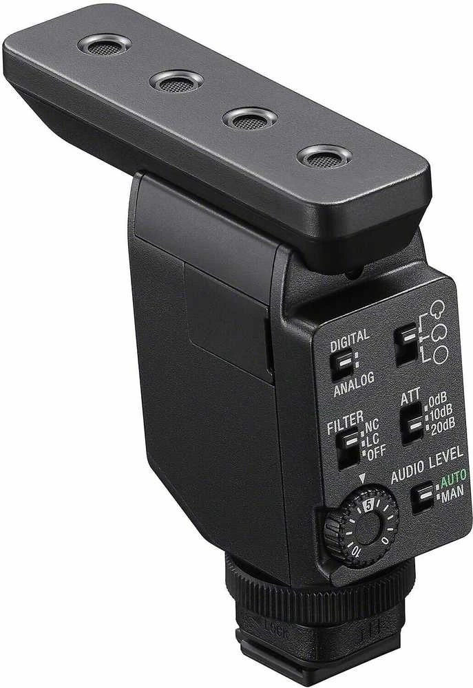 Sony | Kompaktiškas fotoaparato tvirtinimo skaitmeninis šautuvo mikrofonas | ECM-B10 | Trys paėmimo režimai: daugiakryptis, vienakryptis ir apskritas; Paprastas perjungimas; Skaitmeninis signalų apdorojimas; Labai efektyvus triukšmo mažinimo filtras; Skaitmeninis garso perdavimas