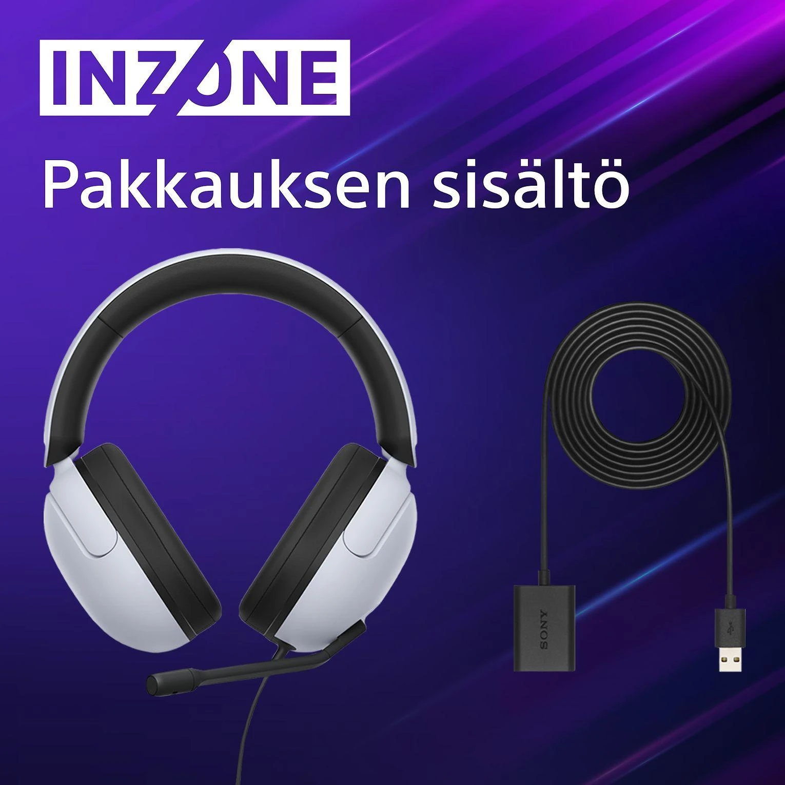 Laidinės žaidimų ausinės Sony INZONE H3, baltos